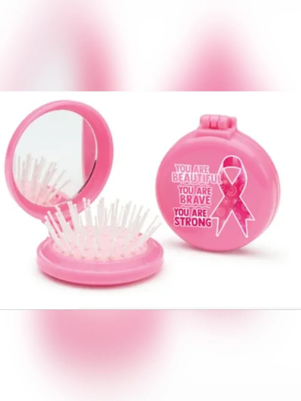 Breast Cancer Awareness Black Zippered Mesh Pouch 3 Pcs Gift Set. New